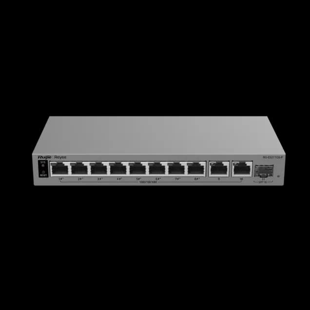 11-Port Gigabit Smart Cloud-Managed PoE Switch with 8 PoE+ Ports and 1 SFP Uplink (RG-ES211GS-P)
