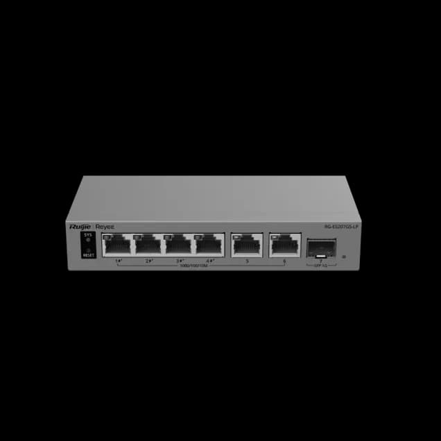 7-Port Gigabit Smart Cloud-Managed PoE Switch with 4 PoE+ Ports & 1 SFP Uplink RG-ES207GS-LP
