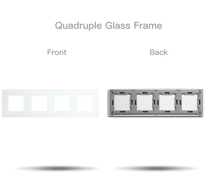 Quadruple Frame Glass Panel with Metal Bracket (White) VIV-TW-G299.4F-WT
