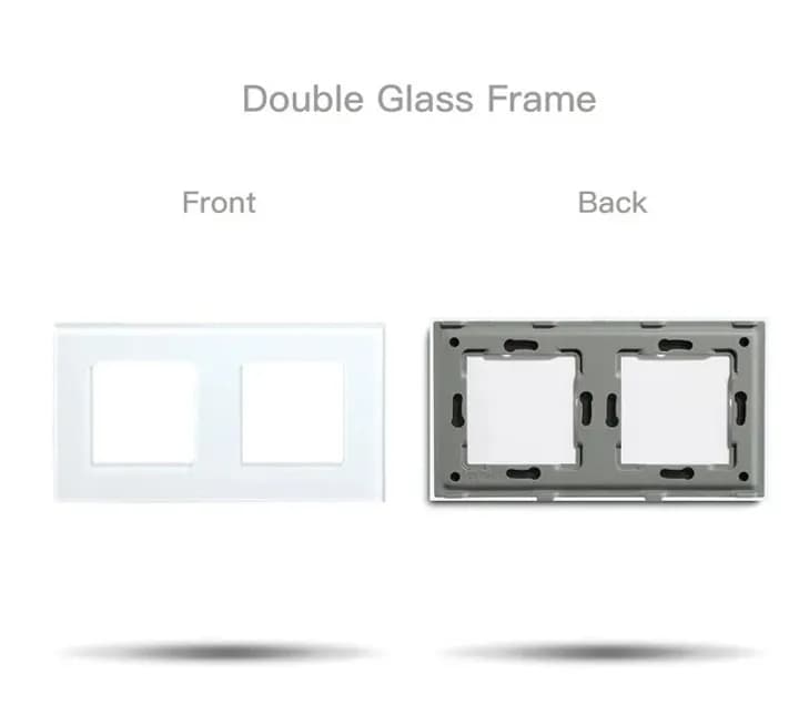 Double Frame Glass Panel with Metal Bracket (White) VIV-TW-G157.2F-WT